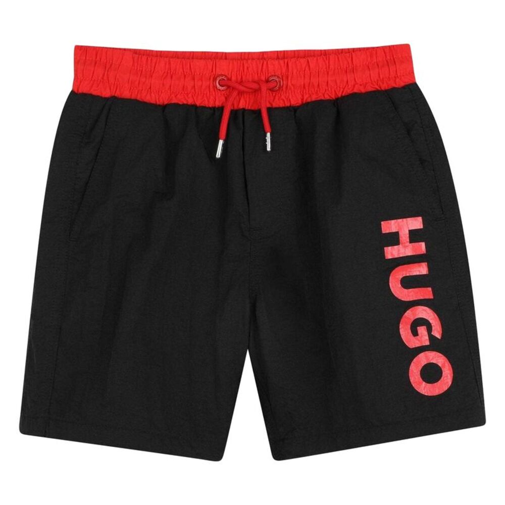 Hugo Childrens/Kids Logo Swim Shorts / Black